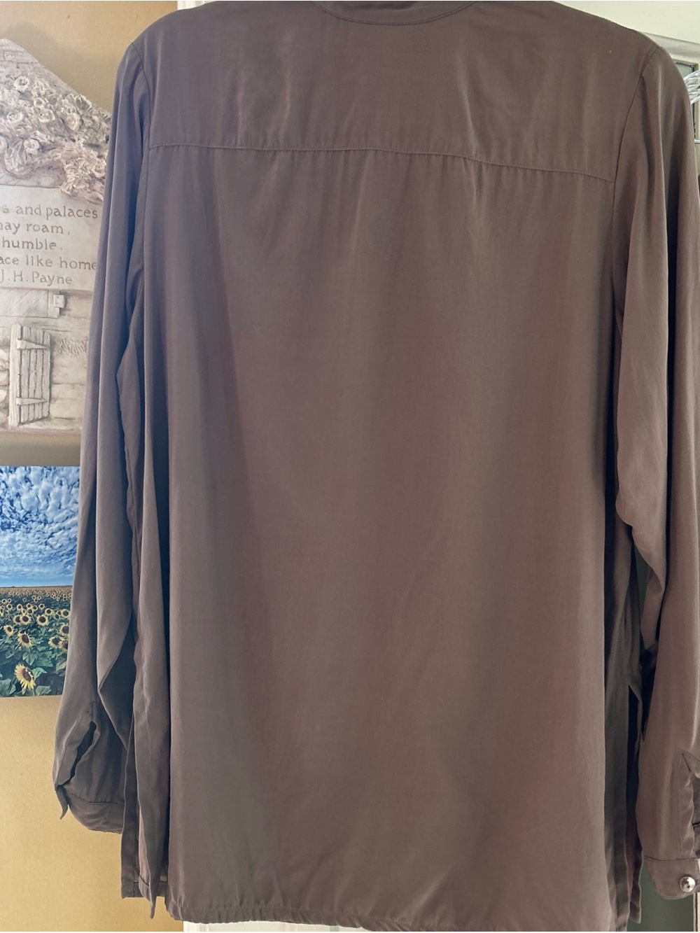EILEEN FISHER NY TAUPE 100% SILK LONG TUNIC WRAP SKIRT SUIT SZ S/M EXCELLENT - Picture 8 of 12